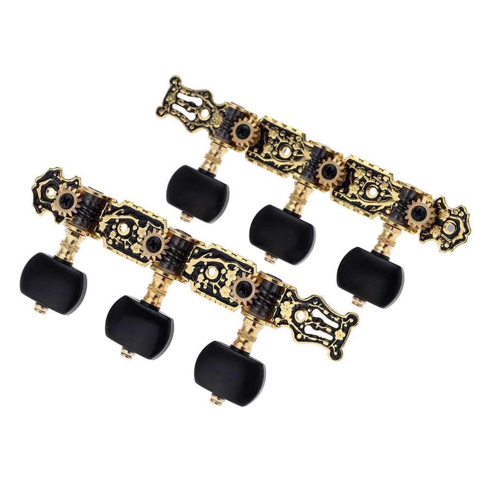 

Alice AO-020HV3P 1Pair(Left + right) Classical Guitar Tuning Key Gold /Black Plated Peg Tuner Machine Head(long) String Tuner