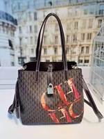 100 leather texture fashion ladies bucket bag 2022 new style handbag with chhc brand letters printed monogram gg