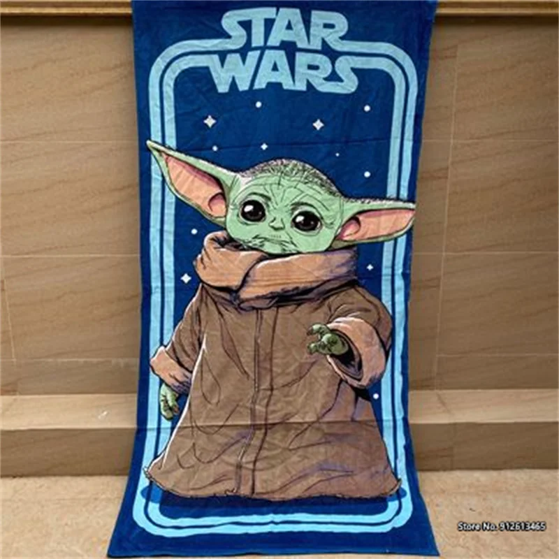 

Stylish Star Wars Baby Yoda Patterned 3D Disney Digitally Printed Quick-dry Absorbent Bath Towels For Babies And Children