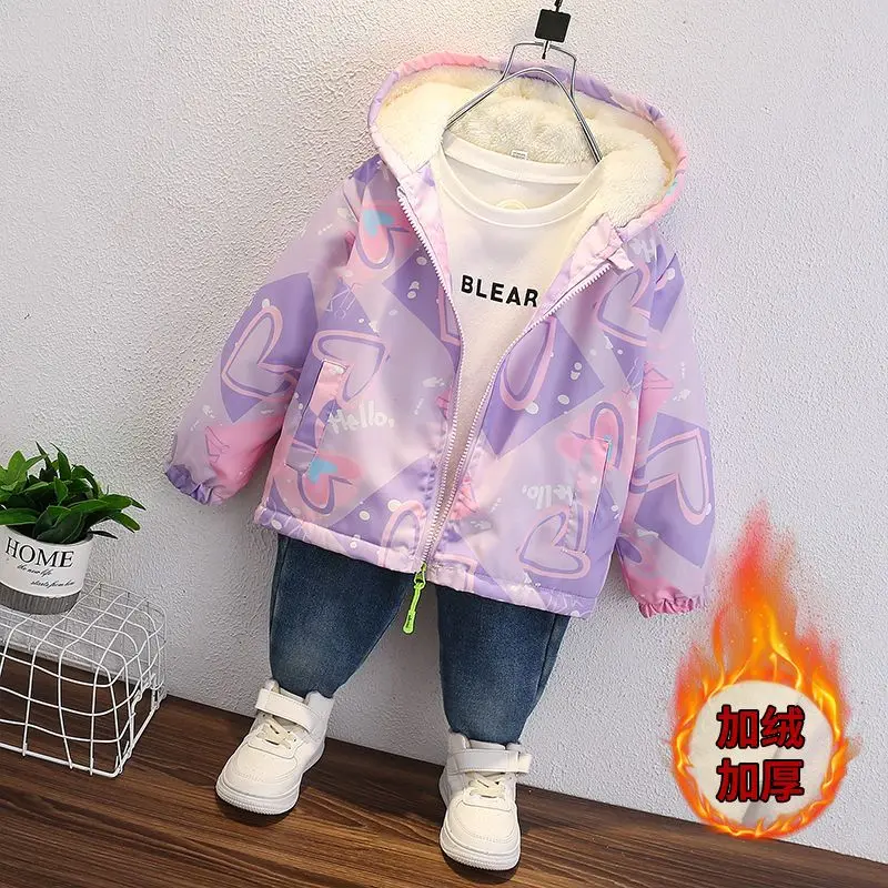 

Disney Girls' Autumn and Winter Coat Plush Thickened Thermal Insulation 2023 New Children's Girls' Autumn Lovely Baby Hoodie