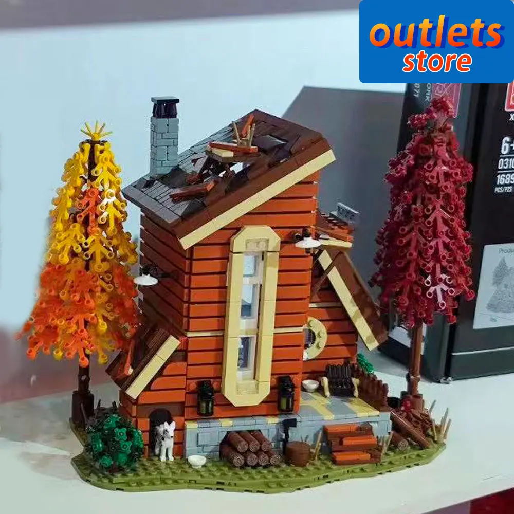 

031073 Creative Expert Street View Forest Villa Wooden Cabin with Lights Moc Modular Building Blocks Model Bricks Toys 1668PCS