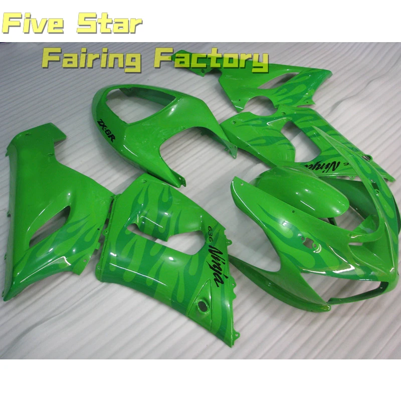 

Motorcycle Fairing Kit For Kawasaki Ninja ZX6R 636 2005 2006 ZX 6R Injection Mold Bodywork High Quality Shell Green Flame