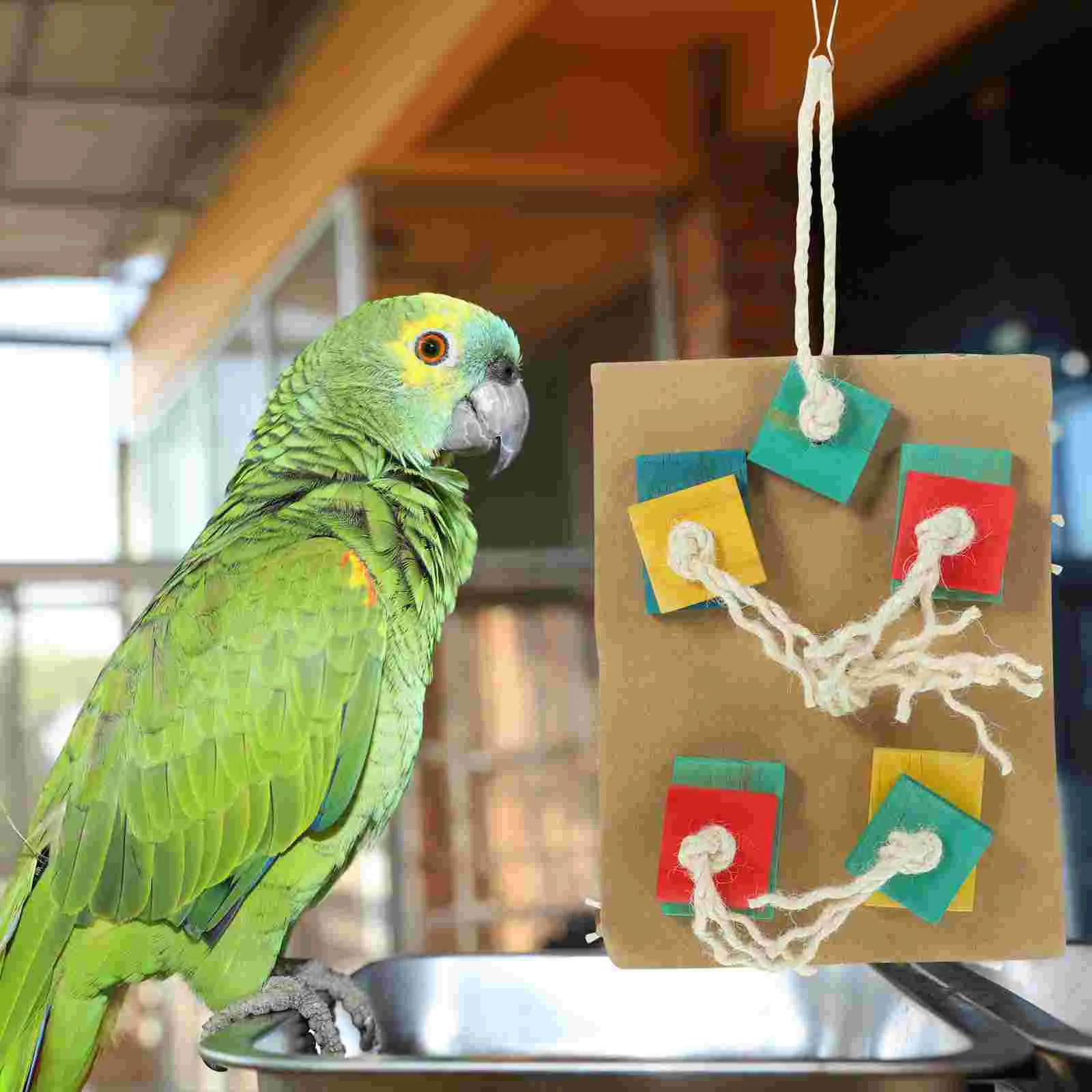 

Large Bird Toy Parrot Cage Chewing Toys Wooden Hanging Parakeet Plaything Funny Bite