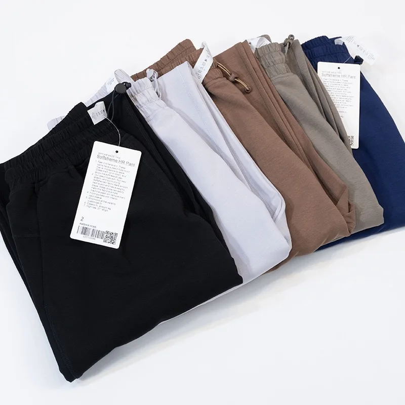 Lulu-New Yoga Suit Texture Drop, Split Wide Leg Pants, Straight Tube, High Elastic, Soft Women's Sports