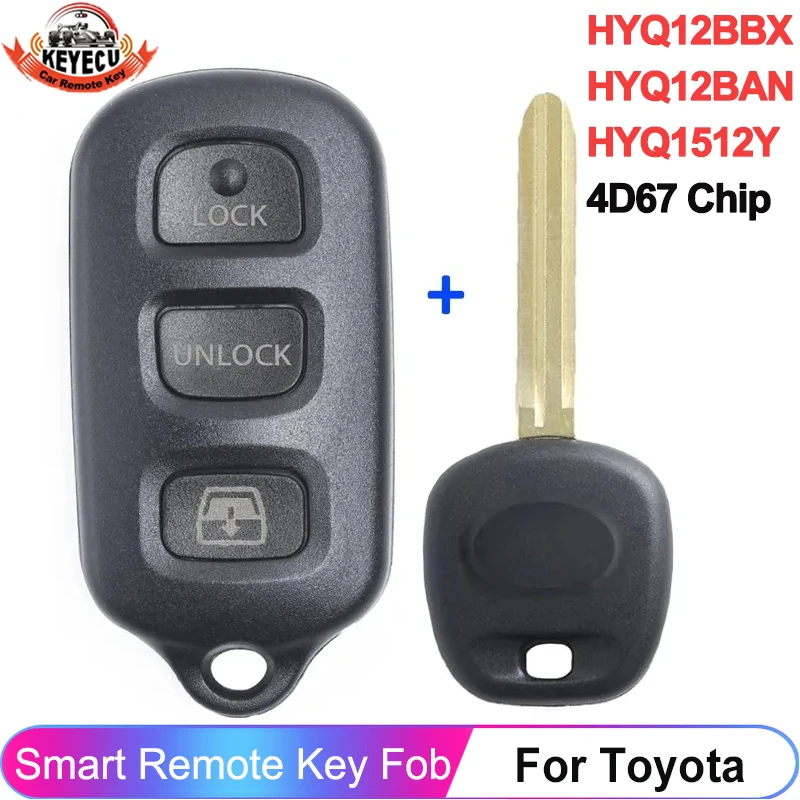 

KEYECU HYQ12BBX HYQ12BAN HYQ1512Y 4D67 Chip For Toyota Sequoia 2003 2004 2005 2006 2007 2008 4Runner 2009 Remote Key Fob