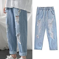 summer slim fit jeans for mens streetwear korean designer regular distressed denim slim homme pants hip hop hole jeans trousers