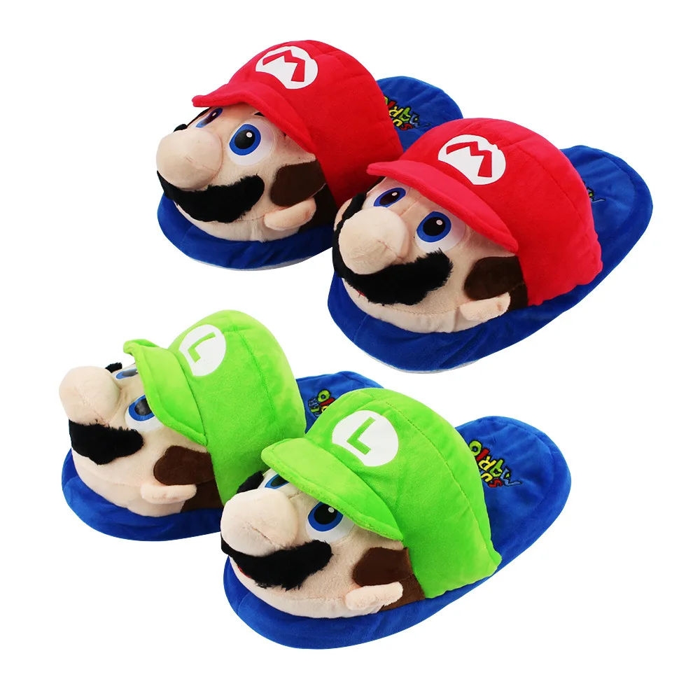 

Super Mario Furry Slippers Couple House Winter Indoor Boy Warm Cotton Shoes Sole Length 27cm Girl Cute house shoes