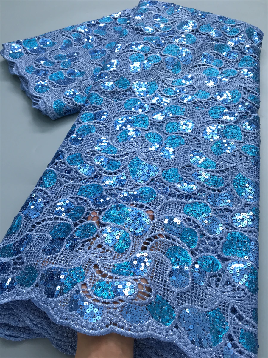 Белая водорастворимая кружевная ткань африканский гипюровый шнур с блестками