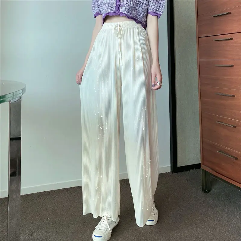 

Pleated wide leg pants straight tube pants loose fashion casual pants