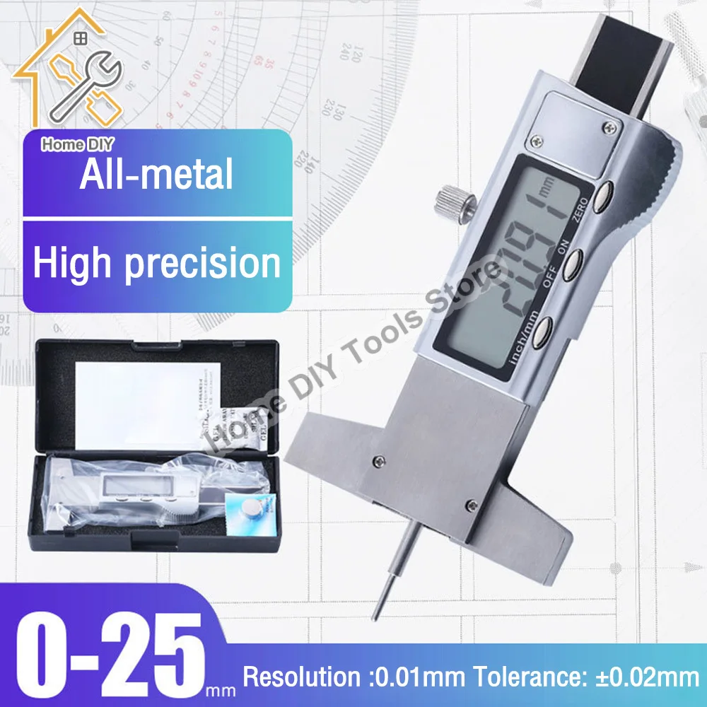 

0-25mm Digital Tread Depth Gauge Stainless Tyre Tire Meter Thickness Gauges Automobile Tire Wear Detection Measuring Tools
