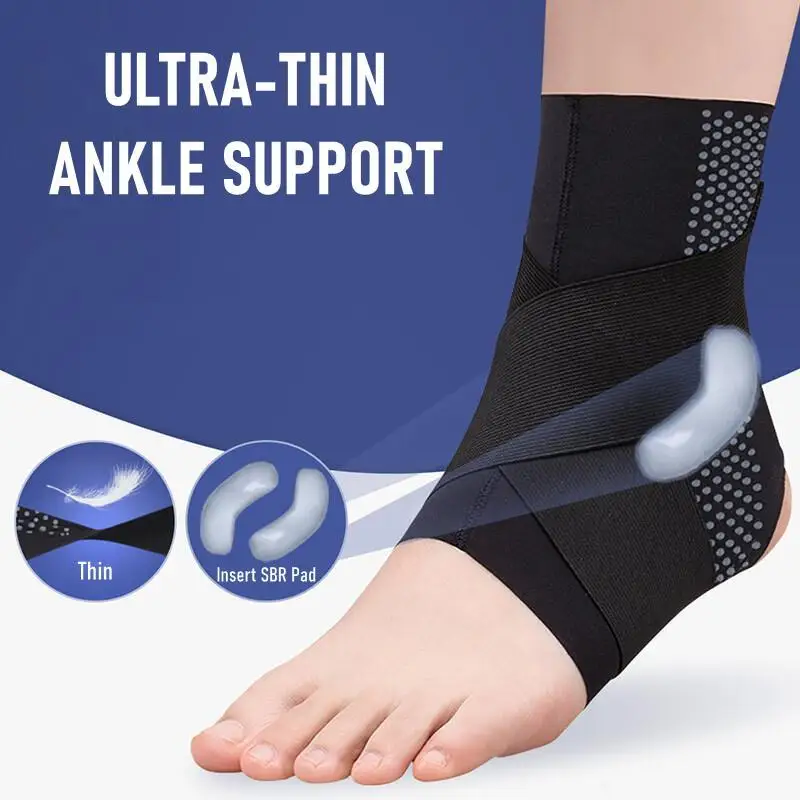 Sports Ankle Support Compression Strap Ankle Protector Brace Sleeves Wrap for Plantar Fasciitis Pain Relief Sprain Swelling Gym
