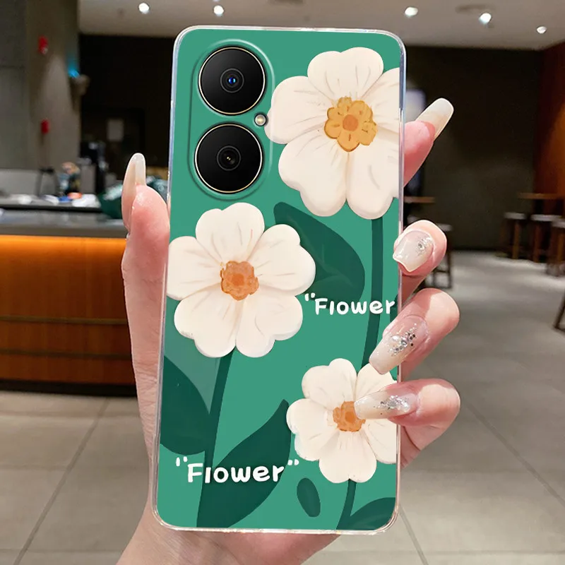 Фото Чехол для Huawei Nova Y73, новый дизайн, роскошный модный чехол с бабочками и цветами для Huawei NovaY73 Nova Y 73, прозрачный мягкий чехол для телефона №3