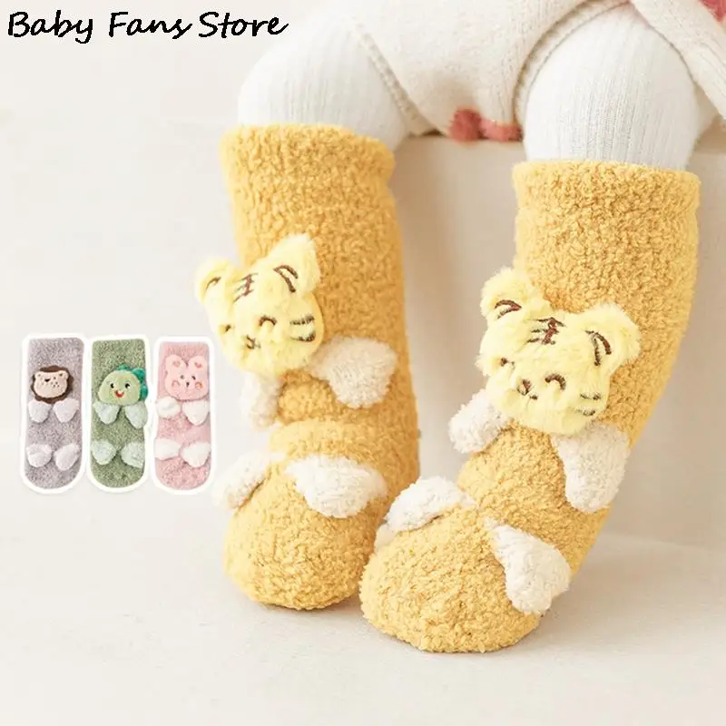 

1 Pair Baby Winter Dolls Socks Super Warm Windproof Fleece Sock Kids Autumn Coral Plush Footwear Sox Sleeping Funny Sokken