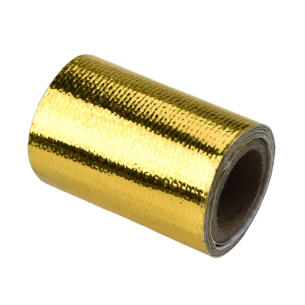 

Motocycle Exhaust Pipe Insulation Tape Gold Thermal Exhaust Tape Air Intake Heat Insulation Shield Wrap Reflective 2021