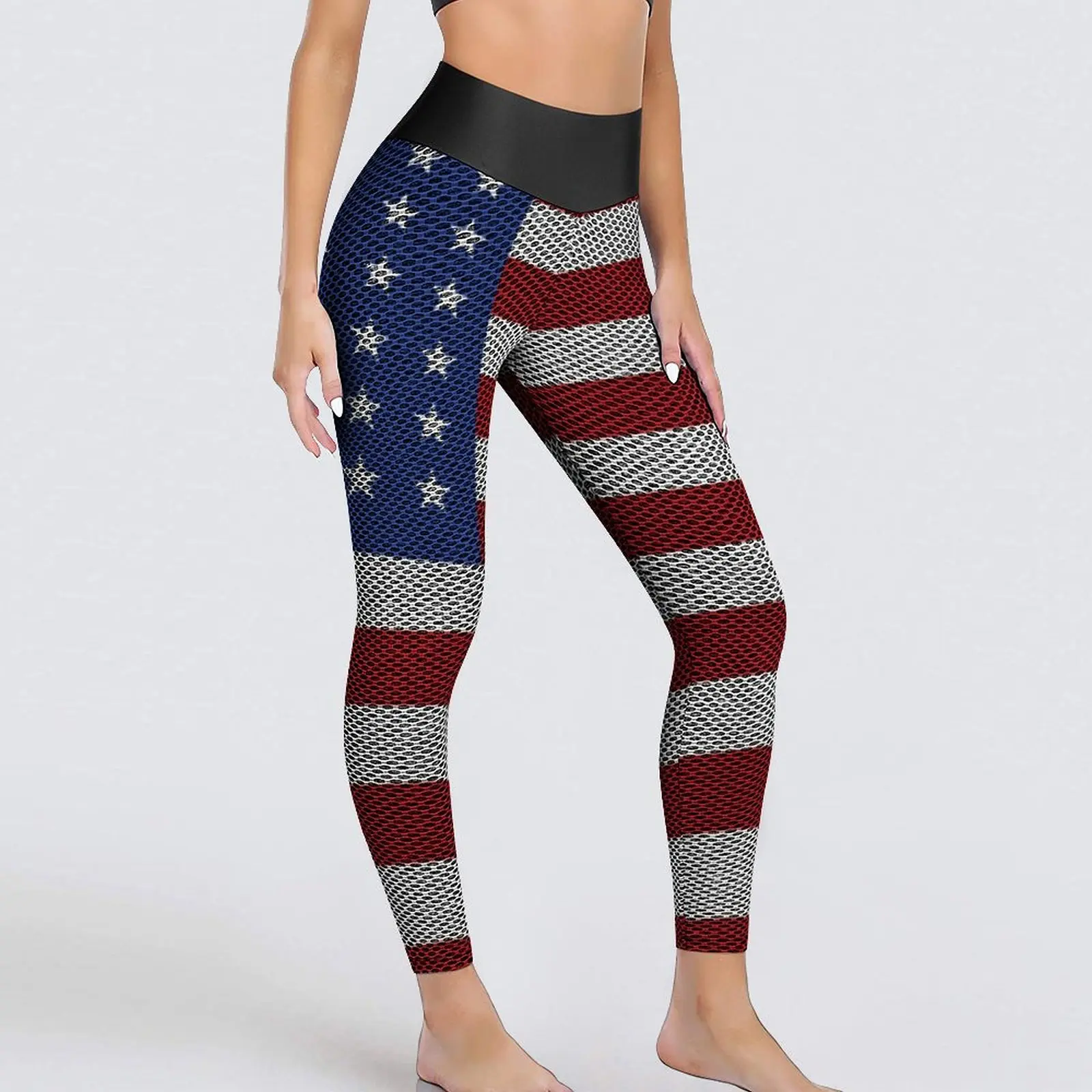 

American USA Flag Leggings Patriotic Stars Stripes Gym Yoga Pants Women Push Up Cute Leggins Sexy Seamless Graphic Sports Tights
