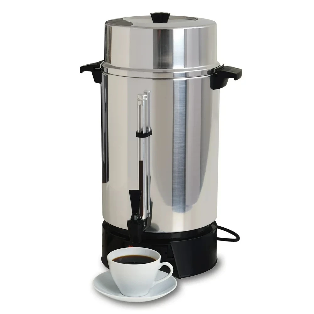 

Highly Polished Aluminum Commercial Coffee Urn Features Automatic Temperature Control Large Capacity with Quick Brewing Smooth P