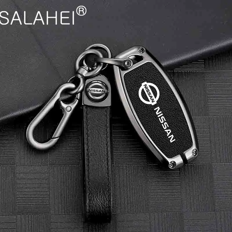 

Leather Key Cover Zinc Alloy Car Key Case Protector For Nissan Qashqai J10 J11 X-Trail t32 kicks Tiida Murano Juke Accessories