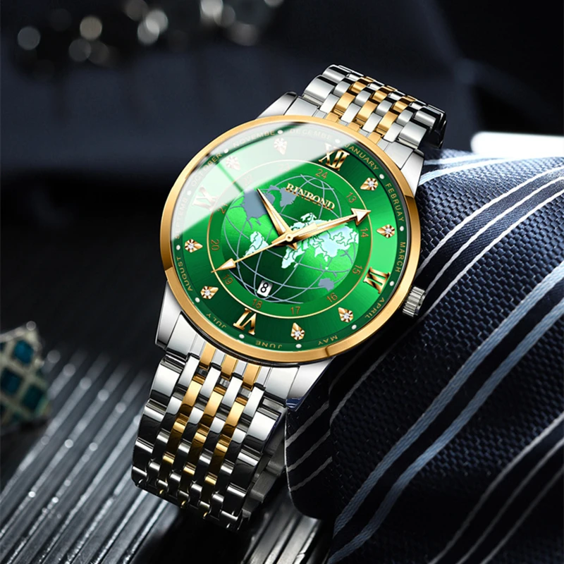 2023 New Men Watch Stainless Steel Top Quailty Luxury Push Button Hidden Clasp Waterproof Luminous Date Week Sport Wrist Watches