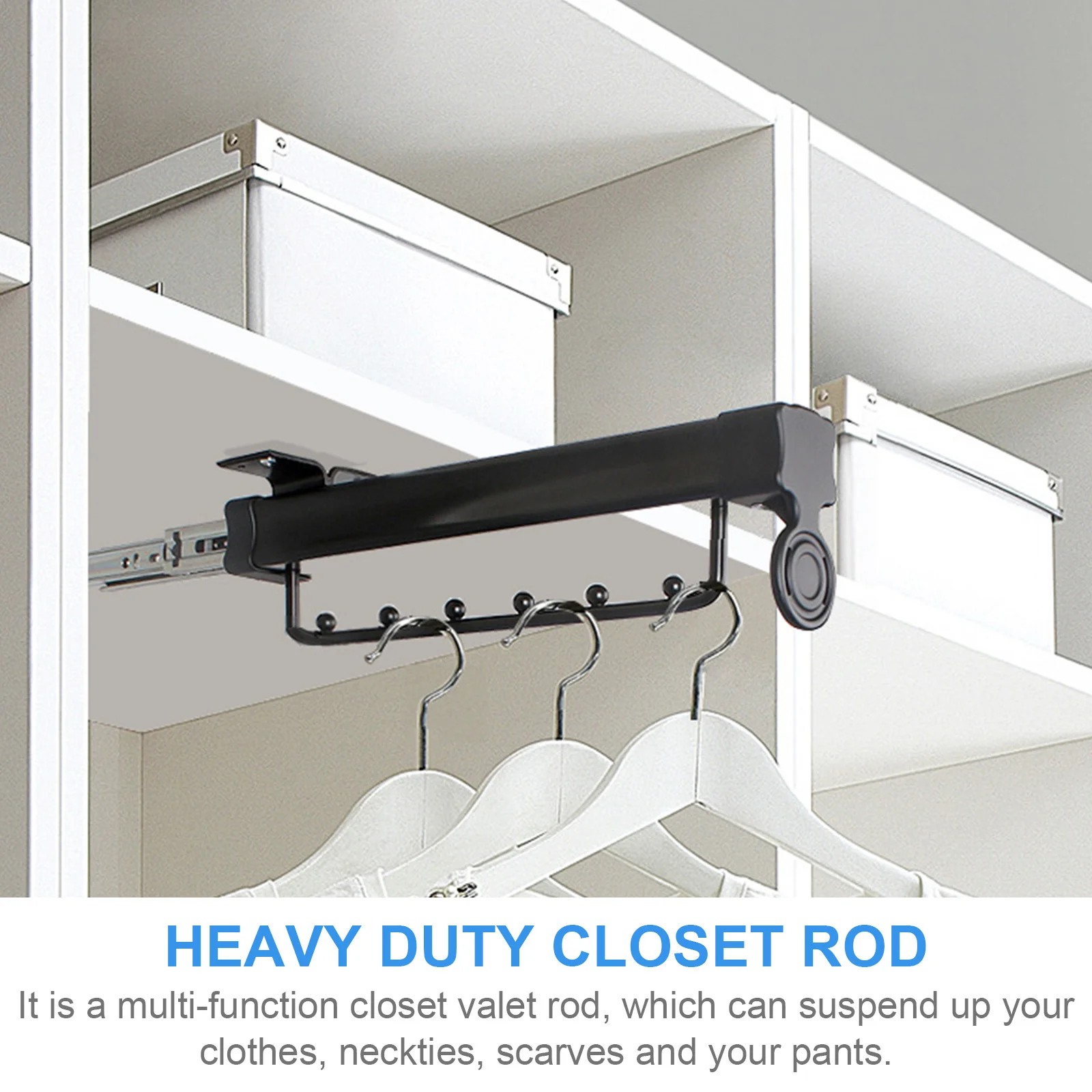 

1Pc Retractable Closet Clothes Rod Durable Wardrobe Hanger Clothing Rod