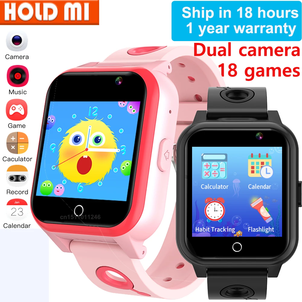 

Game Smart Watch Kids Dual Camera Video Record Music Play Pedometer 18 Games Habit Tracking Girls Boys Clock Children Smartwatch
