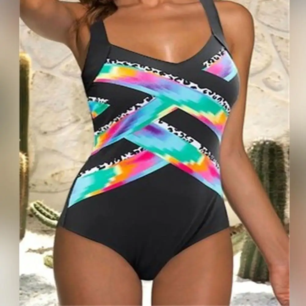 

Пляжная одежда, привлекательный монокини с цветными вставками, комбинезон с треугольным вырезом, купальный костюм, облегающий пляжный кост...