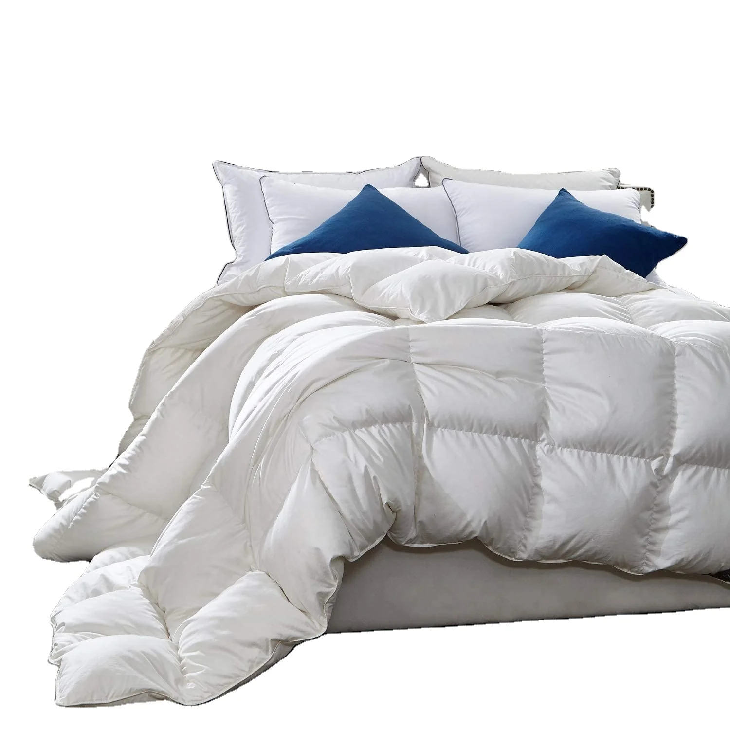 

Luxury Goose Feathers Down Comforter King Size All Season Solid White 100% Cotton Down Proof Duvet Insert