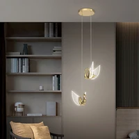 modern rose gold pendant lamps for bedroom bedside lighting creative acrylic swan hanging suspension light for stair indoor led