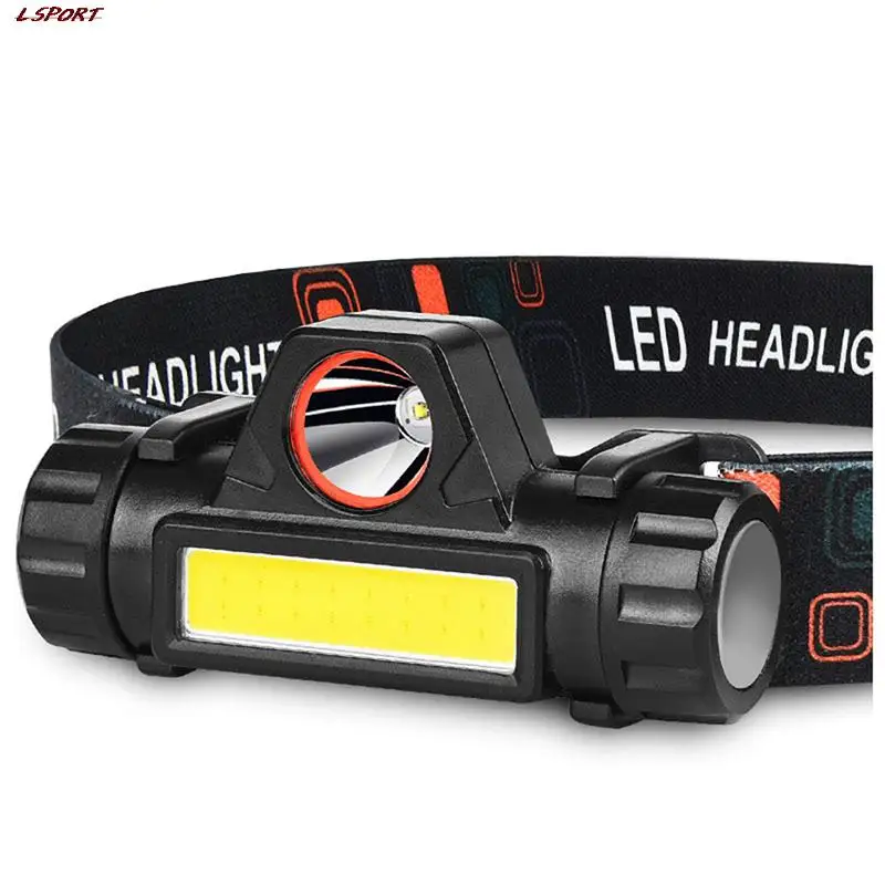 

Popular Headlamp Headlight Waterproof 2500lm Cob Led Built in Usb Rechargeable Battery