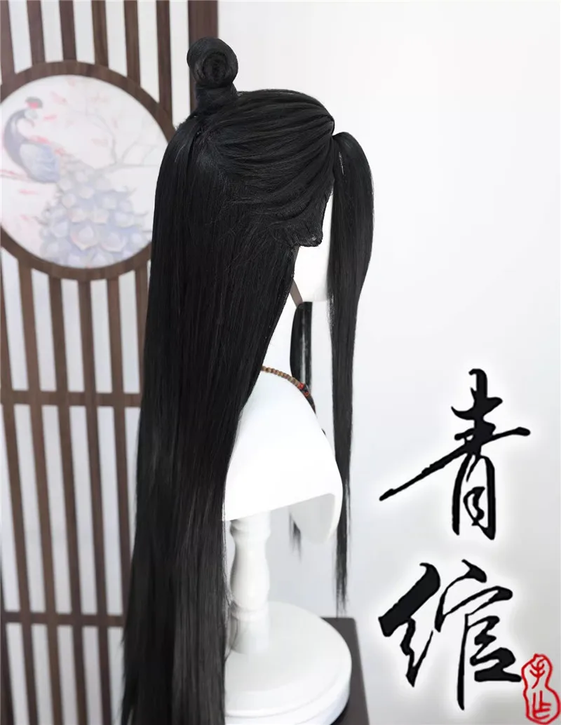 Фото Стильный парик Lan Wangji Lace Cos Lan Zhan, древний костюм, парик для косплея + шапочка для парика для ролевых игр, вечеринки на Хэллоуин, выступления №5
