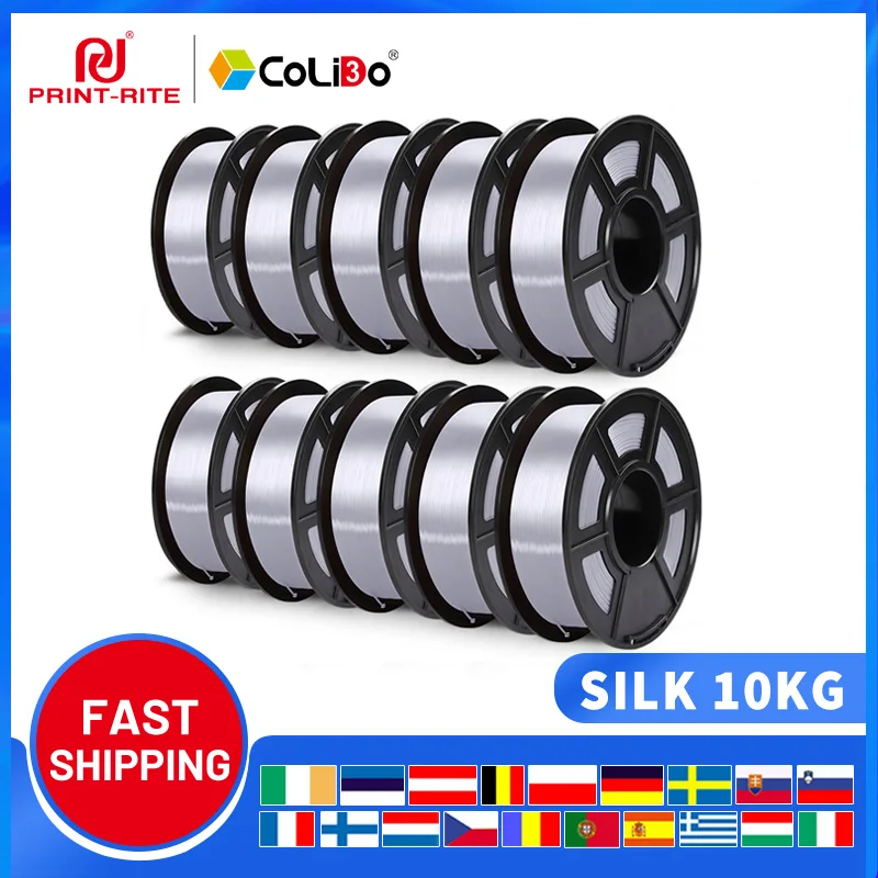 

CoLiDo 10KG SILK PLA 3D Filament 1.75MM 3D Printer Filament Silke Texture, High Toughness, High Gloss, Colorful