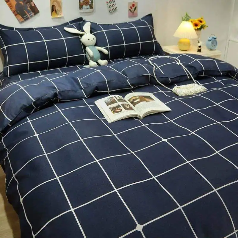 Cotton Full Autumn and Winter Washed% Single Bed Quilt Simple Student Dormitory Thickened Pillowcase Double Three-Piec...