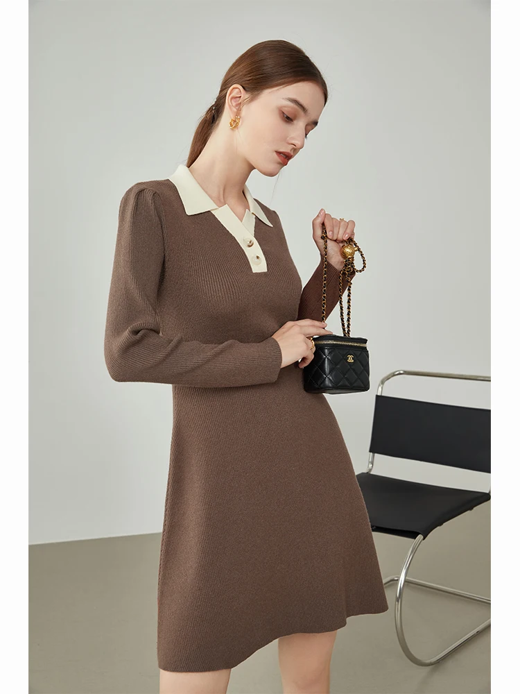 Женское зимнее плотное вязаное мини-платье FSLE новинка 2021 облегающее контрастное