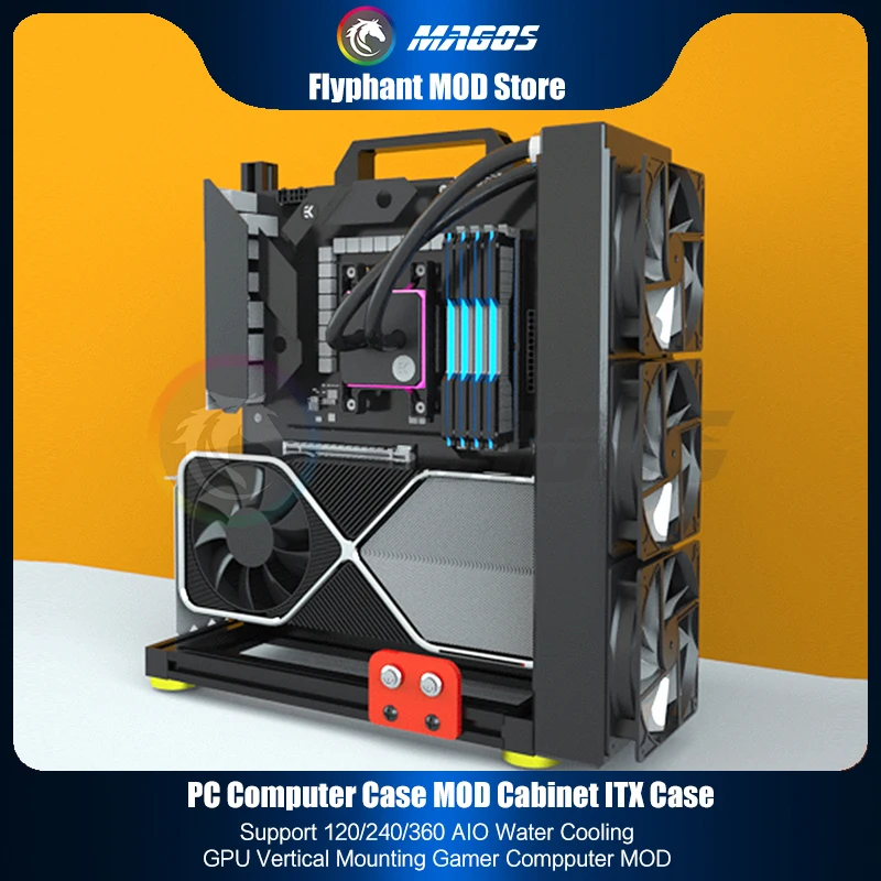 Pc Cabinet Gaming Case Handle Portable ITX Gamer MOD Case Full Aluminum Supoort Video Card Vertical Mounting Water Cooling MOD