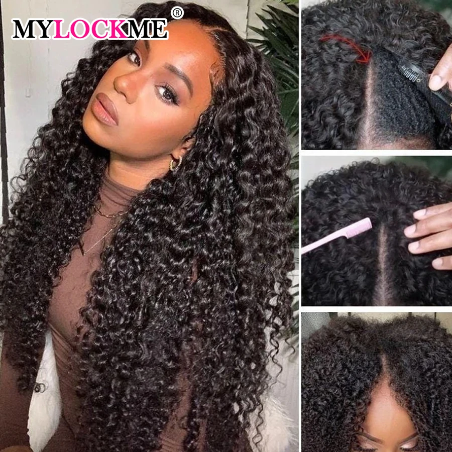 30 32In V Part Wig Human Hair No Leave Out Curly Human Hair Wigs For Women Upgrade U Part Wig No Glue&Suit Your Natural Hair