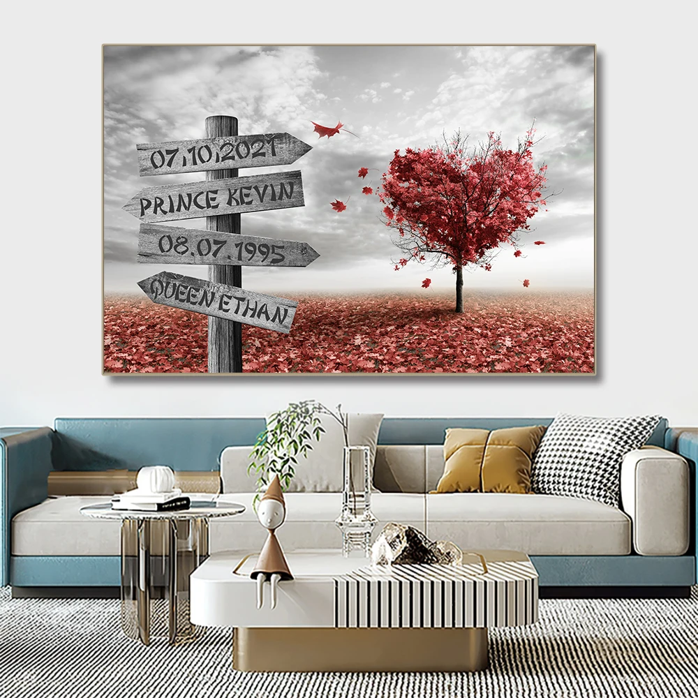 Customize Landscape Wall Art with Your Name Poster Print Canvas Painting Home Decoration Picture Personalized Anniversary Gifts 1
