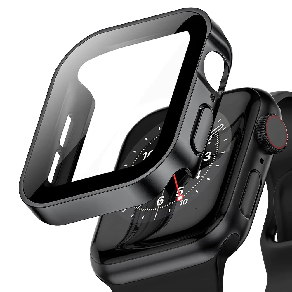 

Waterproof Watch Case + Tempered Glass for apple watch serie 7 cover 40mm 44mm 41mm 45mm protector Straight Edge IWatch 6 SE 5 4