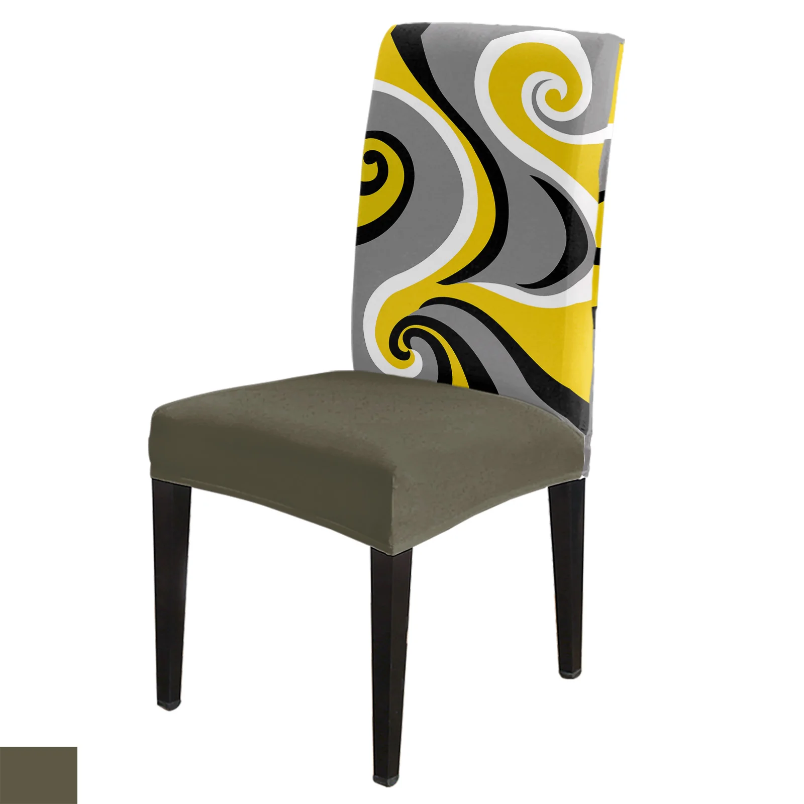 

Современный абстрактный желтый чехол для стула с гидромассажем для кухни, чехлы для обеденных стульев, эластичные Чехлы для банкетов, отелей, дома