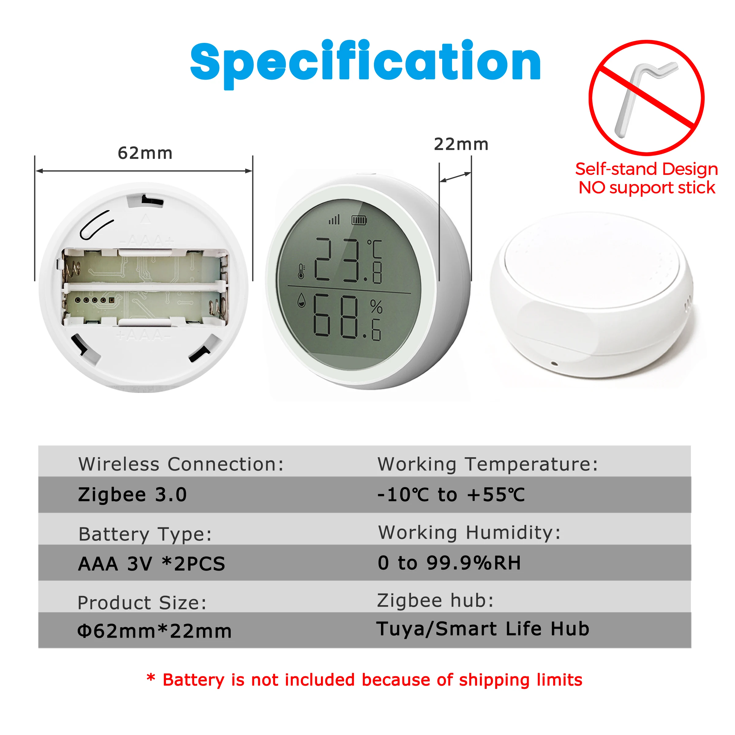 Tuya Zigbee Smart Temperature Humidity Sensor Detector Round Screen Wireless Hygrometer Thermometer Smart Life APP Zigbee2mqtt images - 6