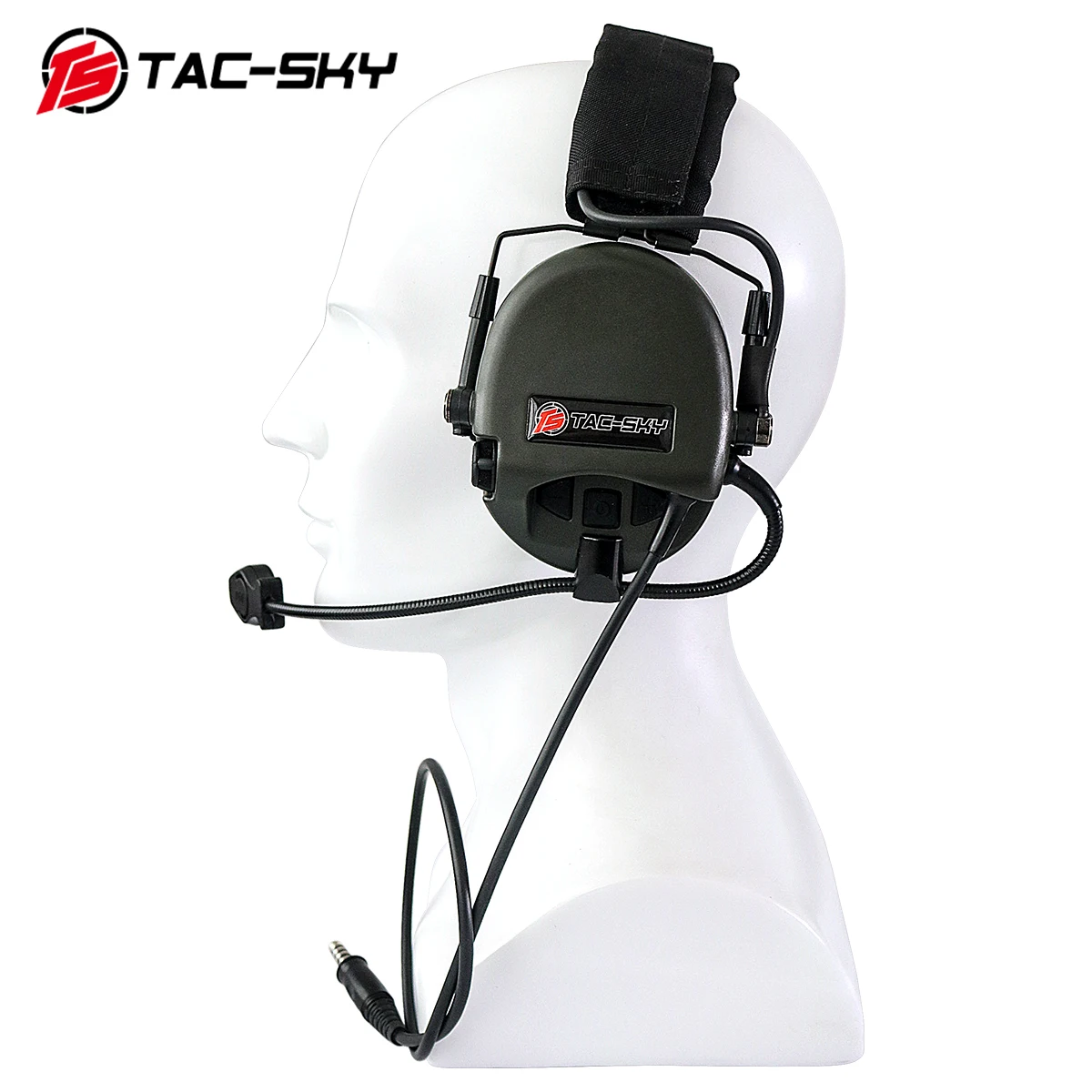 TS TAC-SKY Tactical Shooting Electronic Earmuffs TEA Hi-Threat Tier 1 with Kenwood Plug + Tactical Headphone Adapter U94 PTT