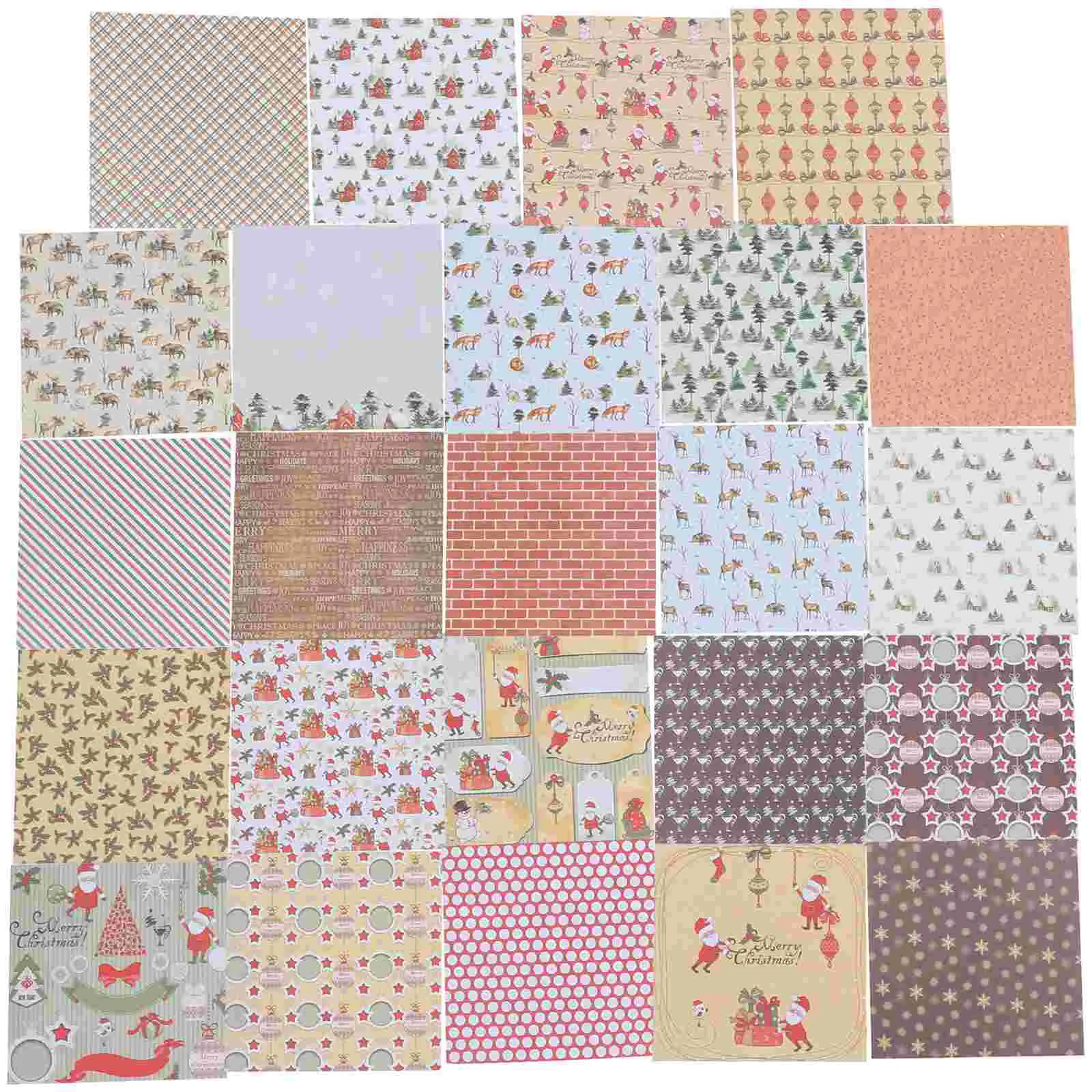 

24 Sheets Background Papers Christmas Scrapbook Papers Material DIY Hand Account Papers
