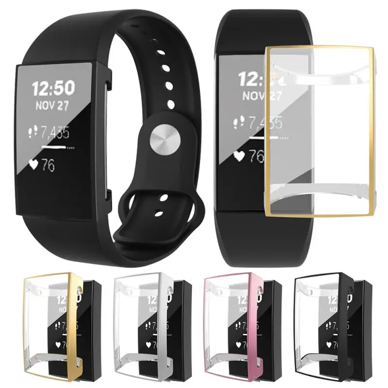 

Ultra-Slim Soft Silicone Smart Watch Cases Full Protection Frame Case Screen Protector Cover Shell For Fitbit Charge 3 Band
