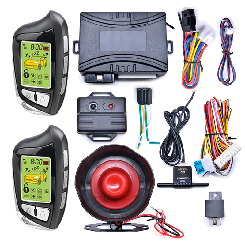 

Autostart Security Vibration Sound Light Prompt of Anti-Theft Alert Burglar Remote Control Engine Start 2 Way Car Alarm System
