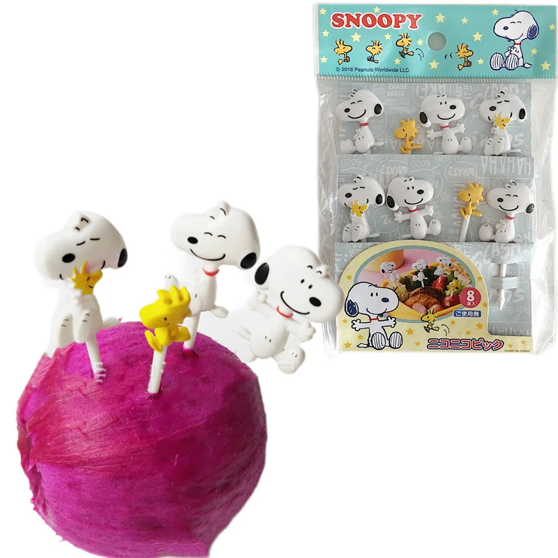 

8PCS Anime Snoopyed Small Animal Fruit Fork Fruit Sign Mini Fruit Fork Cake Decoration Sign Go Out To Carry Fruit Platter Fork