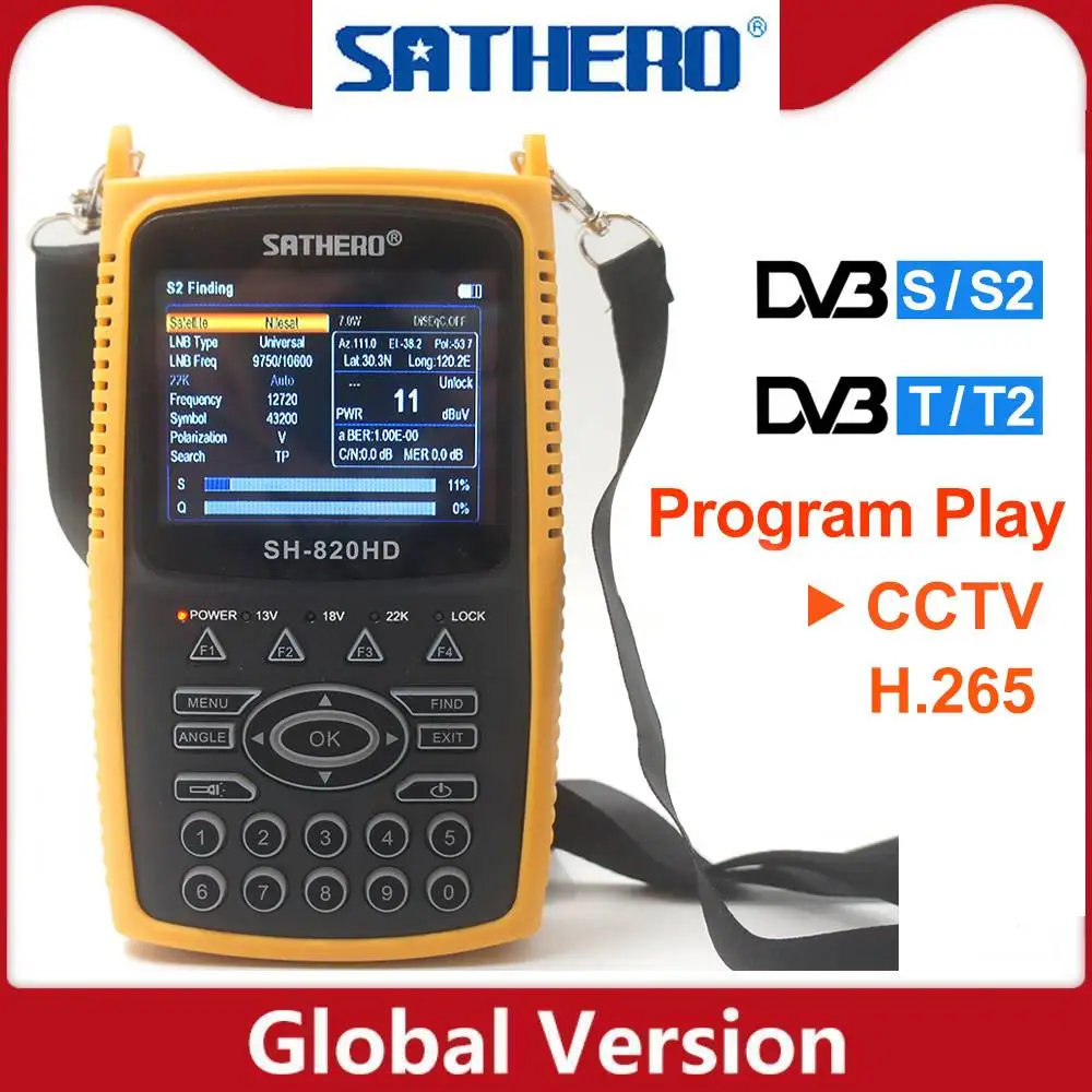 

Sathero SH-820HD DVB-S2 & DVB-T2 Combo поиск цифрового сигнала 3,5 дюймовый TFT LCD экран Поддержка CCTV H.265 8PSK 16APSKG