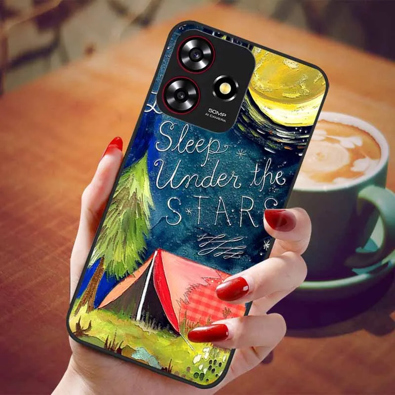 Мягкий бампер из ТПУ с тиснением для ZTE Axon 50 Lite 3d-рельефные Чехлы Blade A73 4G / черного