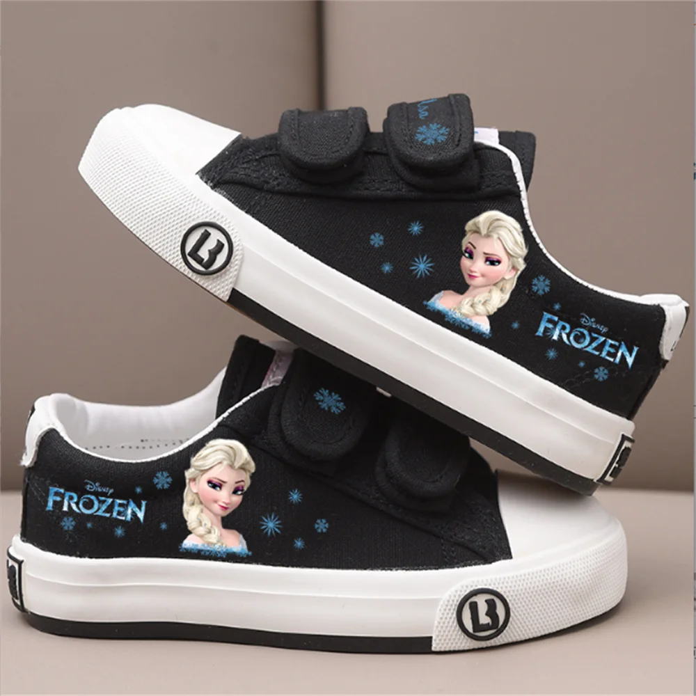 

Disney Kids Frozen Princess Girls Casual Non-Slip Soft Sole Black Sneakers Flat Sneakers Kids Shoes Girls