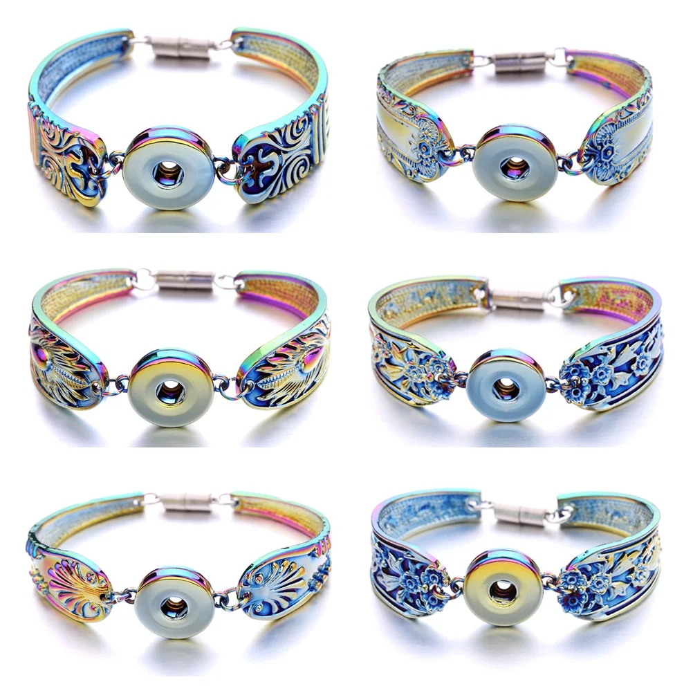 

10pcs New Colorful Magnetic Metal Snap Bracelet Bangle Fit 18MM 20MM Snaps Buttons Jewelry For Women Men