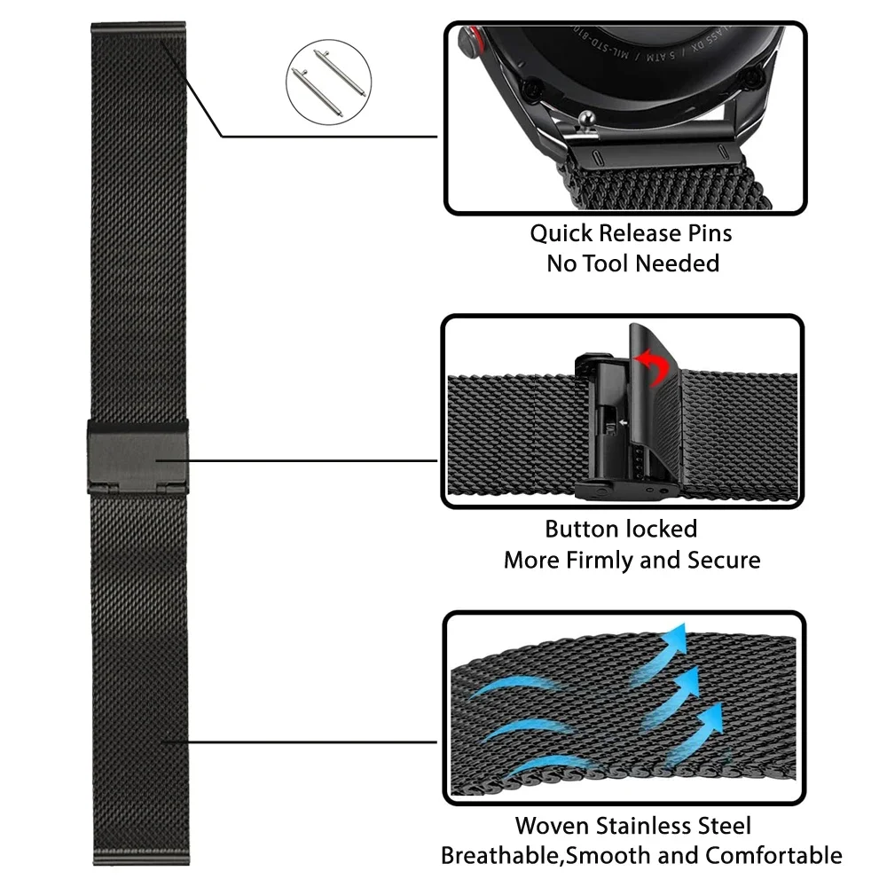 Металлический ремешок из нержавеющей стали для HONOR Watch GS 3 смарт-браслет Huawei GT3/GT