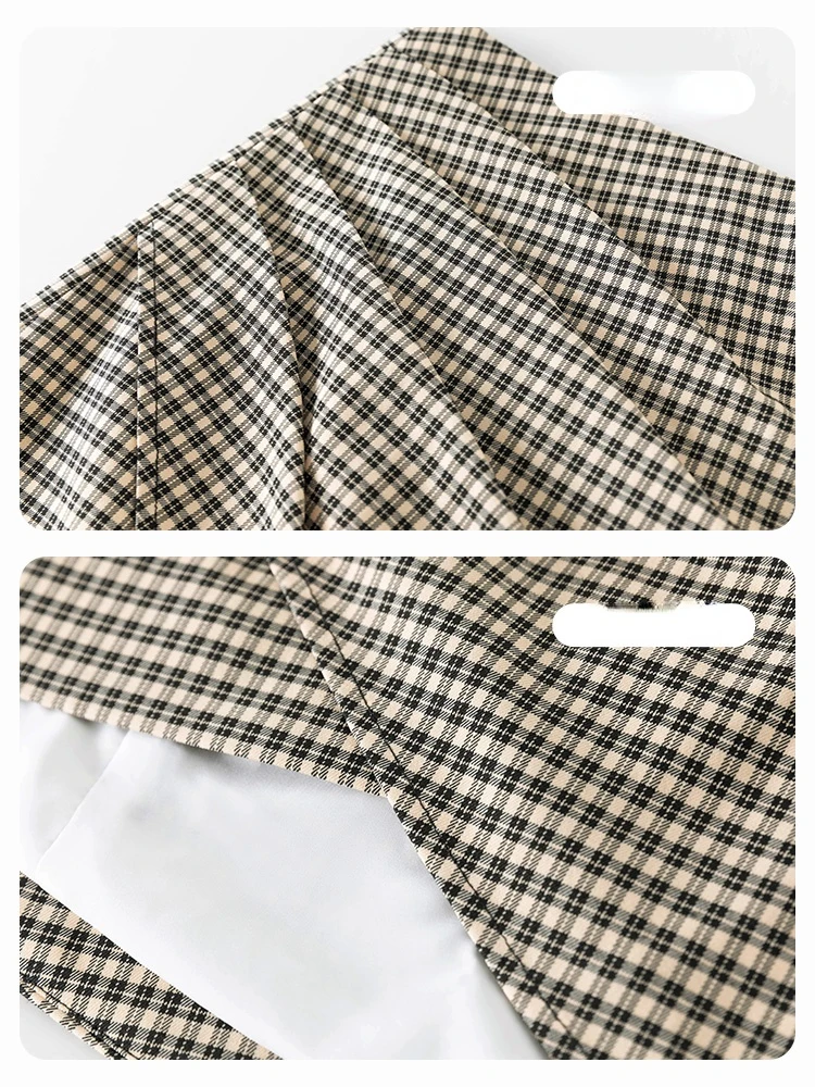 Юбка-мини клетчатая трапециевидная с завышенной талией на осень/зиму | Женская