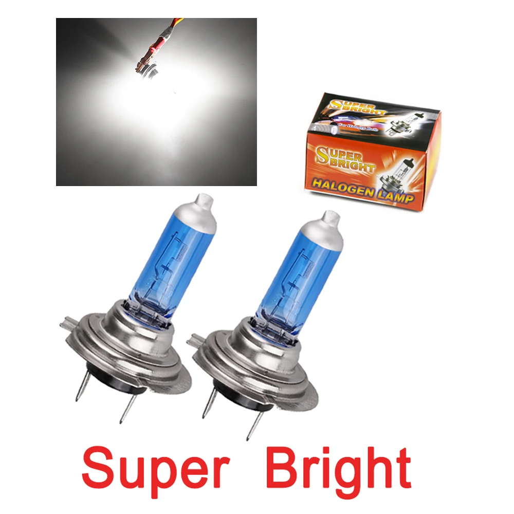 

Галогенная лампа 12 В H7 55 Вт, 2 шт., белые супер яркие автомобильные фасветильник, противотумансветильник, источник света для парковки автомоб...